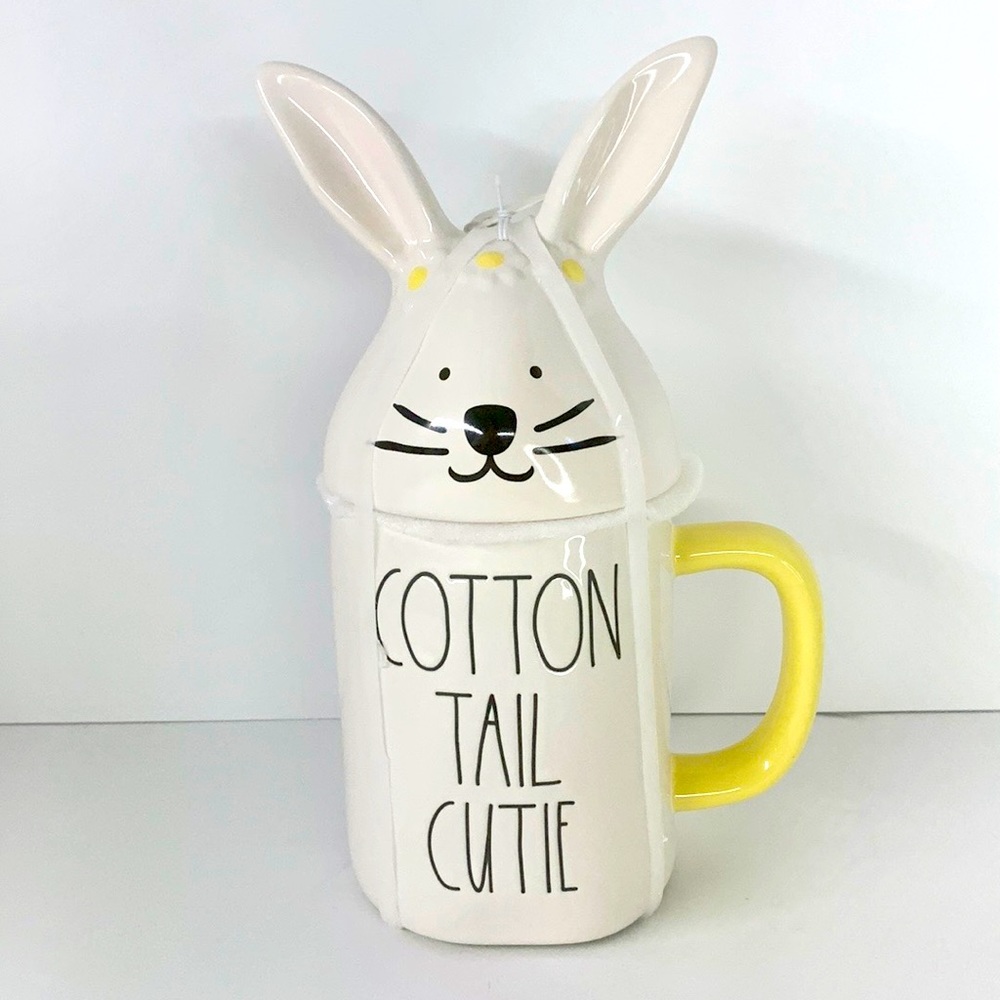 NWT New Easter Rae Dunn Artisan Collection Cotton Tail Cutie Mug with Ornate Lid